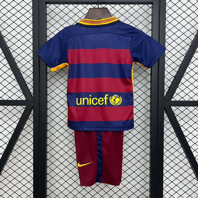 Camiseta y Pantalón Corto Niño FC Barcelona Retro Home 15/16