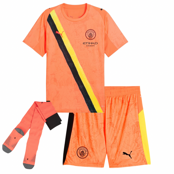 Camisa e Pantalones Cortos para Niños Manchester City Portero 25/26 - Con Medias