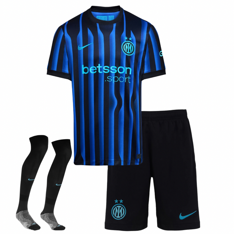Camiseta y Pantalon Corto para Niño Inter Home 25/26 - Con Medias
