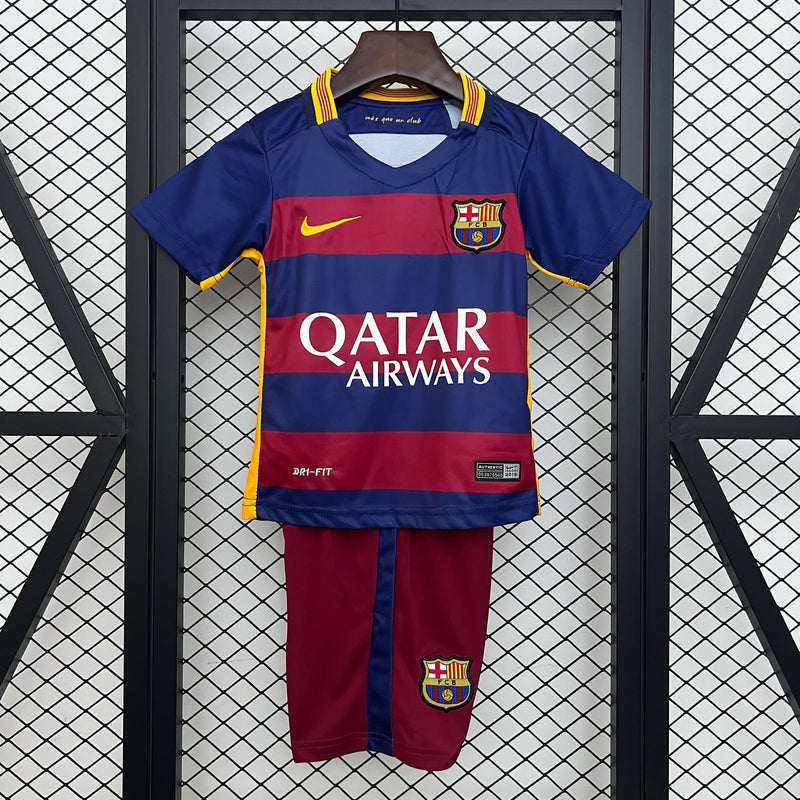 Camiseta y Pantalón Corto Niño FC Barcelona Retro Home 15/16