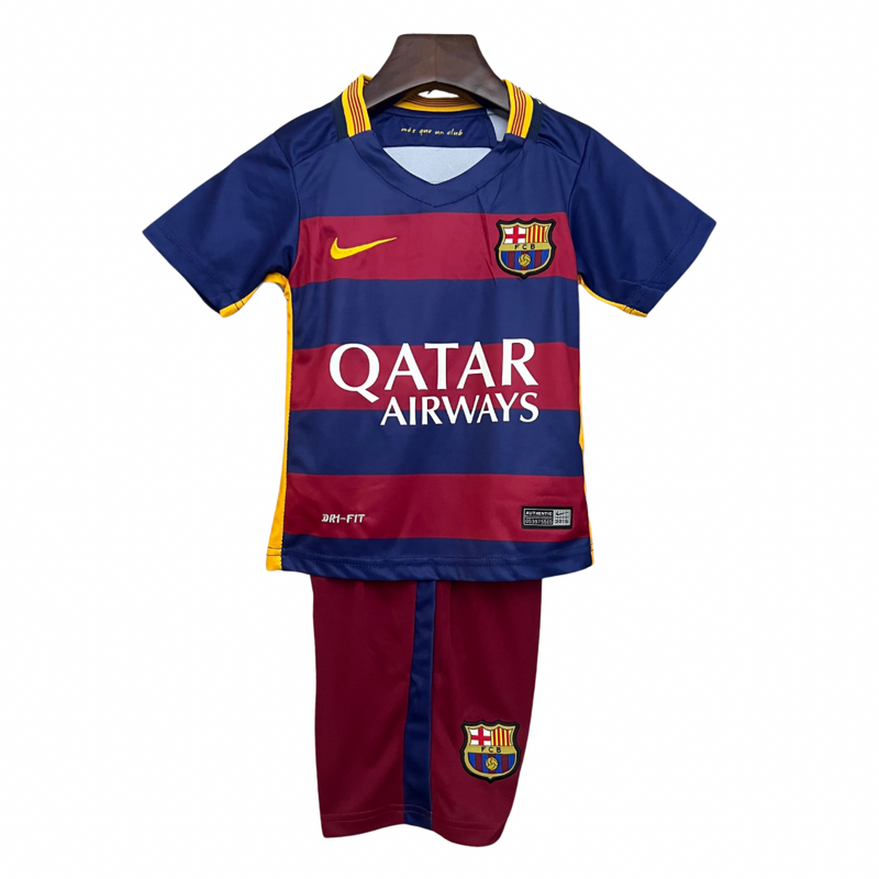 Camiseta y Pantalón Corto Niño FC Barcelona Retro Home 15/16