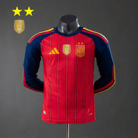 Camiseta España Home 26/27 Manga Larga Con dos estrellas y parche de campeón de la Copa del Mundo